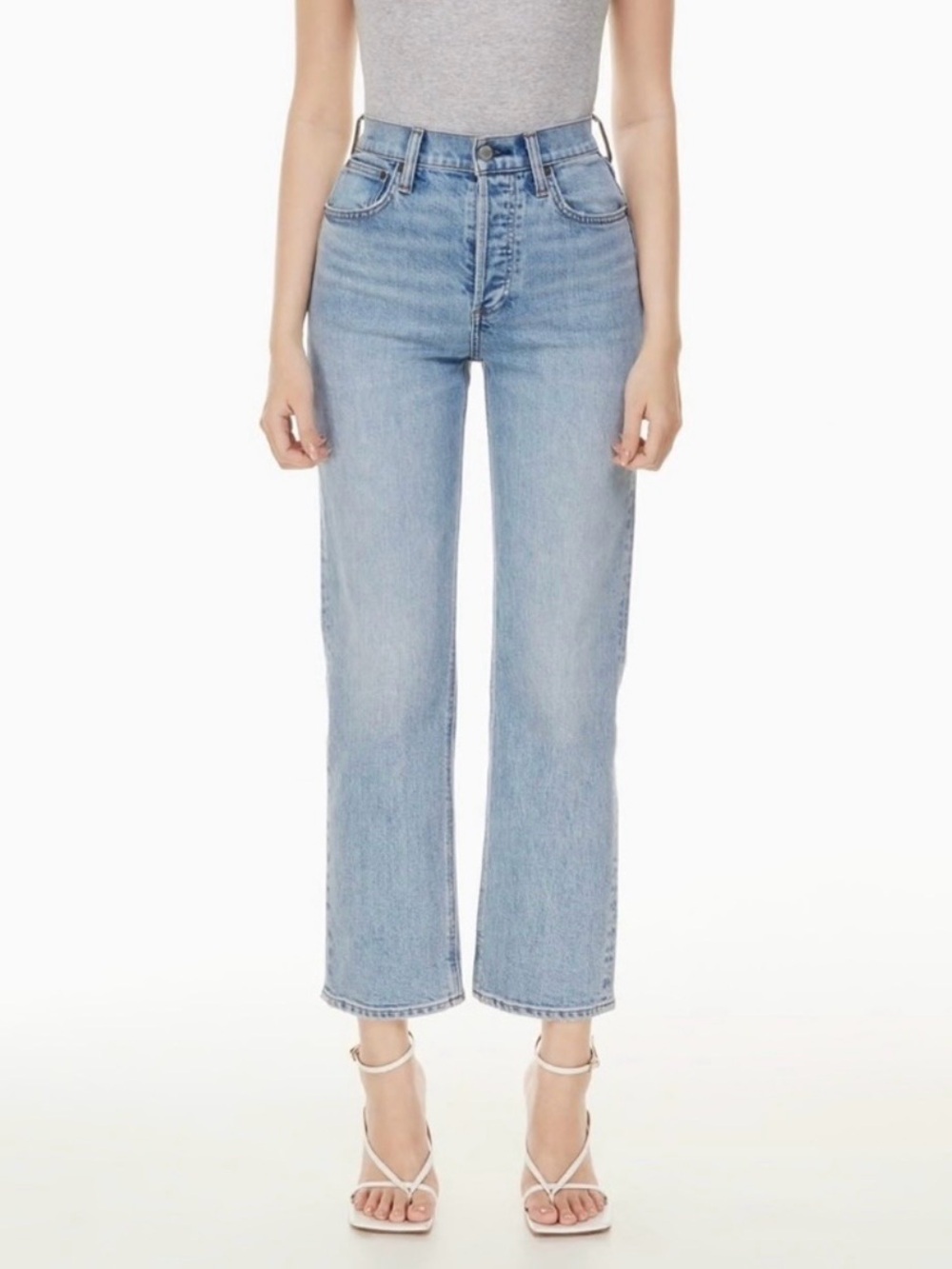Denim Forum The Arlo High Rise Straight Jeans Blue Size 31 Aritzia